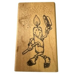 Imagine That Dancing Candle Man‎ F-120 Wood Mounted Rubber Stamp Vintage